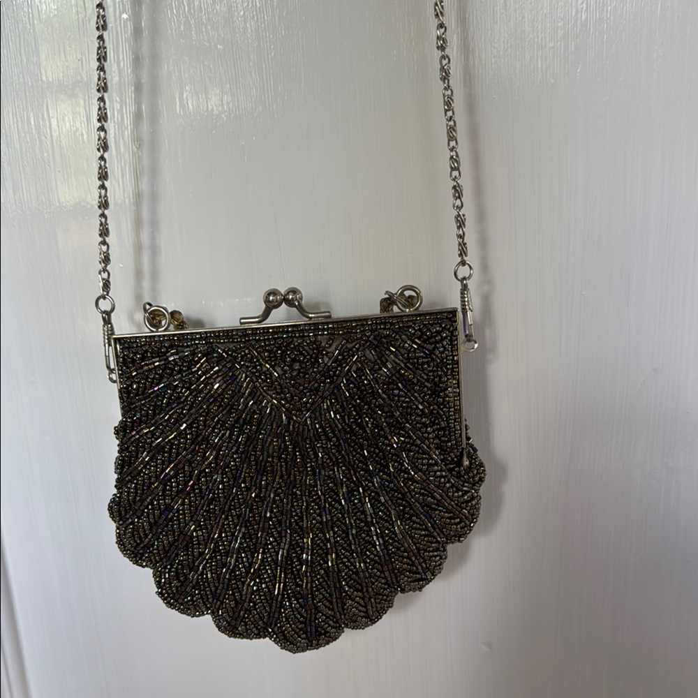 Elegant Black Beaded Clutch